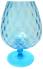 Empoli Italian Art Glass Large Balloon Goblet Vase in Teal/Peacock Blue with Optic Ribbing and Twisted Stem — listing 3