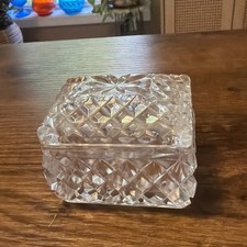 Small Cut Glass Trinket Bowl with Scalloped Rim, Diamond and Fan Pattern — listing 3