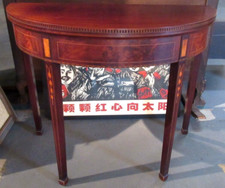 Antique Georgian Mahogany Fold-Over Card Table / Tea Table with Tapered Legs — listing 5