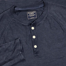 Abercrombie & Fitch Grey Ribbed Henley Long-Sleeve Top, Size XS