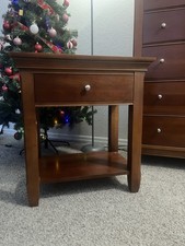 Thomasville Mahogany Bow-Front Open-Shelf Nightstand / End Table with Drawer, Dark Brown — listing 2