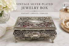 Vintage Blue Velvet Hinged Jewelry Presentation Box (Empty) - Ring/Earring Box — listing 5