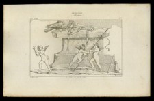 Framed Sepia/Sanguine Cherub Engraving Print in Oval Vignette — listing 3