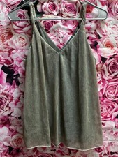 Metallic Gold Foil Spaghetti Strap Camisole Tank Top