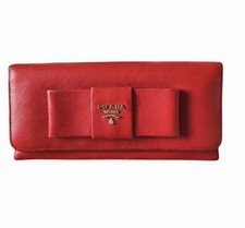 Saffiano Leather Bow-Detail Snap Wallet, Pink & Black Colorblock Kate Spade — listing 5