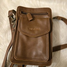 The Stone Two-Tone Leather Satchel Handbag with Green and Brown Panels — listing 4