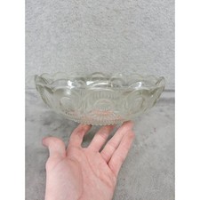 Vintage Clear Pressed Glass Oval Bowl with Scalloped Rim, Thumbprint and Beaded Pattern — listing 4