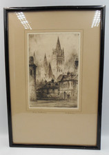 Pencil-Signed and Numbered Color Lithograph of European Town with Cathedral and Stone Bridge — listing 5