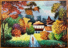 "Welcome Home" Signed and Numbered Limited Edition Framed Art Print of Rustic Farmhouse with Quilt — listing 3