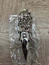 Four-Finger Gothic Skull Knuckle-Duster Statement Ring with Faceted Black Stone — listing 6