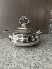 Antique Silver Plate Adjustable Casserole / Hot Dish Holder Trivet with Shell Feet — listing 5
