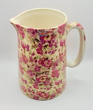 Vintage Chintz Floral Tankard Pitcher / Jug in 'Green Tulip' Pattern — listing 4