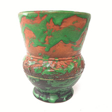 Weller Pottery Greora Vase 9 inch, Red Green Textured Volcanic Glaze — listing 3