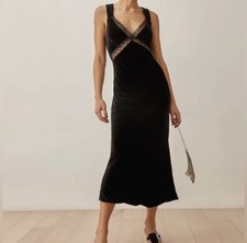 Reformation Mauve Velvet Slip Dress with Ruched Draped Bodice — listing 6