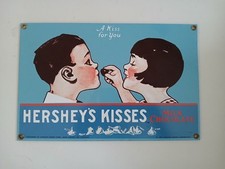Hershey's Kisses Milk Chocolate Porcelain Enamel Advertising Sign 'A Kiss for You'