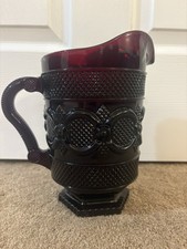 Avon 1876 Cape Cod Collection Ruby Red Glass Water Pitcher with Original Box — listing 3
