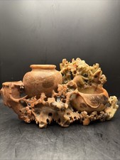 Chinese Carved Soapstone Brush Washer with Floral and Ruyi Motif — listing 6