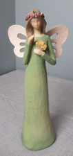 Resin Figurine of Young Girl in Red Dress Holding Doll and Quilt — listing 4