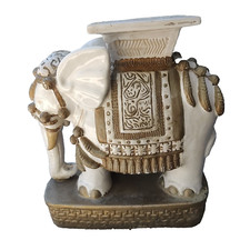 Pair of Vintage Chinese Ceramic Elephant Garden Stools / Plant Stands with Octagonal Tops — listing 3