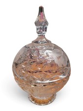 Vintage Square Cut Crystal Covered Candy/Trinket Box with Faceted Finial — listing 3