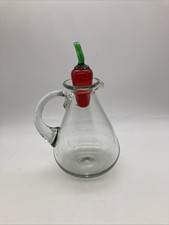 Vintage Avalos Hand-Blown Green Glass Cruet with Ball Stopper — listing 5