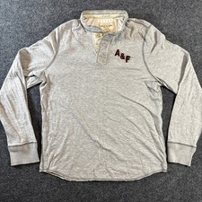 Abercrombie & Fitch Grey Ribbed Henley Long-Sleeve Top, Size XS — listing 5