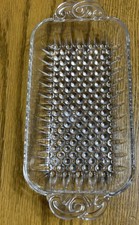 Vintage Pressed Glass Rectangular Relish Dish with Scalloped Rim and Hobnail Pattern — listing 5