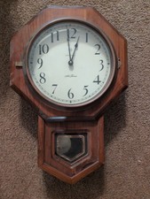 Seth Thomas Reproduction Schoolhouse Regulator Wall Clock, Black Frame — listing 6