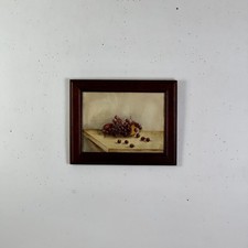 Framed Still Life Print of Grapes in Bowl, Tuscan Style, Double-Matted in Ornate Bronze Gilt Frame — listing 4