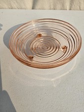 Pink Depression Glass Two-Handled Serving Tray / Cake Plate, Ribbed 'Sierra Pinwheel' Style — listing 6