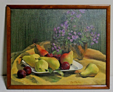 Vintage Still Life Fruit Print in Distressed White Wood Frame, 22" x 26" — listing 2