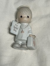 Precious Moments Porcelain Figurine - Boy with Puppy 'Tippy' and Bluebird at Doghouse — listing 5