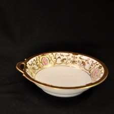 Hand Painted Nippon Porcelain Handled Bowl with Pink Roses — listing 3