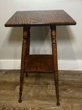 Antique Victorian Oak Parlor Table with Glass Ball & Claw Feet and Spool-Turned Legs — listing 3