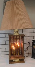 Don Ward Mid-Century Wood & Brass Table Lamp with Diorama Base and Pleated Shade — listing 2
