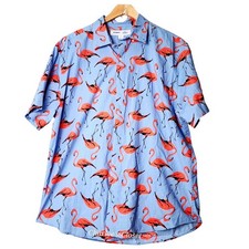 Men's Short-Sleeve Flamingo Print Button-Up Shirt — listing 4