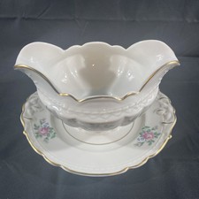 Princess China Tru-Tone Sweet Briar Gravy Boat with Attached Underplate 8in