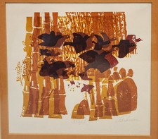 David Weidman 'Flowers' Mid-Century Modern Serigraph Print, Framed with Black Mat — listing 2