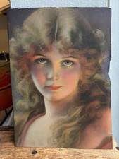 Pair of Framed Gibson Girl Style Portrait Prints in Gilt Bamboo Frames — listing 4