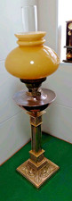 Antique Victorian Duplex Oil Lamp with Pink Hand-Painted Floral Font and Cranberry Frilled Glass Shade, 20 inches Tall — listing 2