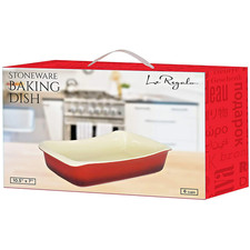 Red Stoneware Rectangular Baking Dish with Ribbed Sides and Tab Handles No mark / unmarked — listing 3