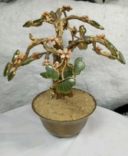 Vintage Chinese Carved Hardstone Flower Tree in Cloisonné Enamel Planter — listing 2