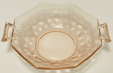 Vintage Pink Depression Glass Cube/Cubist Pattern Covered Butter Dish with Starburst Lid — listing 5