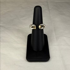 Sterling Silver Band Ring with 18K Gold Accent and Oxidized Floral Detail US 7-8 — listing 2
