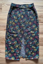 Floral Print Denim Skirt, Retro 60s/70s Style Multicolor, listing 3