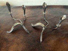 Set of 6 Mid-Century Danish Modern Silver-Plated Kidney-Shaped Candle Holders, Made in Denmark