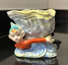 Vintage Figural Elf/Pixie in Red Hat Ceramic Planter