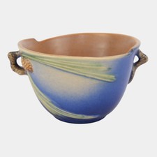 Roseville Pottery Pine Cone Blue Two-Handled Vase — listing 3