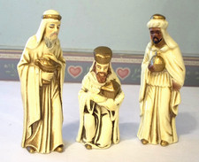 Framed Vintage Three Wise Men / Three Kings Christmas Card Print on Textured Paper, Gold-Foil Accented — listing 5