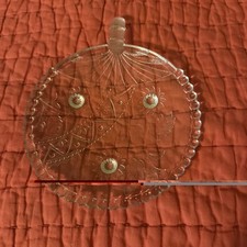 Vintage Hobnail/Beaded Clear Pressed Glass Handled Nappy Dish with Ruffled Rim — listing 5